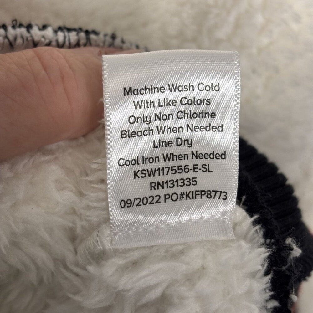 Evereve White Varsity Teddy Knit Pullover With Striped Red and Black Trim Size L - Picture 8 of 11